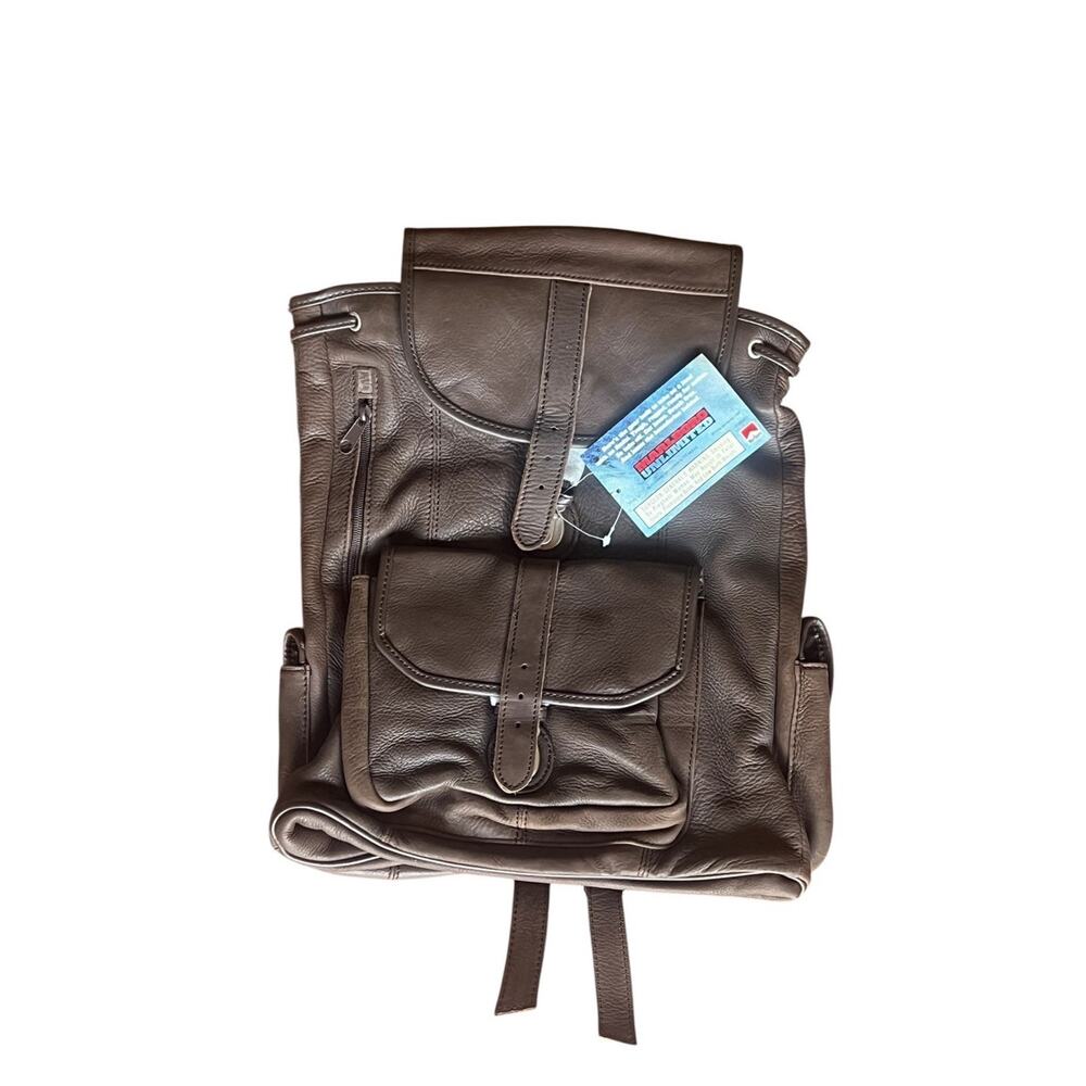 Vintage Marlboro Unlimited Gear Backpack Leather Brown Cowhide Rucksack NEW, NOS